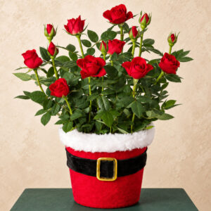 Red Rose in Santa Pot